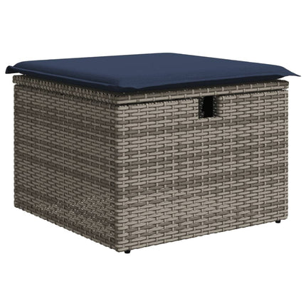 havesofasæt med 8 hynder grå polyrattan