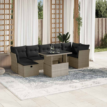 sofasæt til haven 8 dele med hynder polyrattan lysegrå