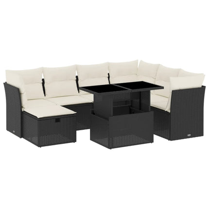 sofasæt til haven 8 dele med hynder polyrattan sort