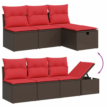 havesofasæt med 9 dele og hynder brun polyrattan