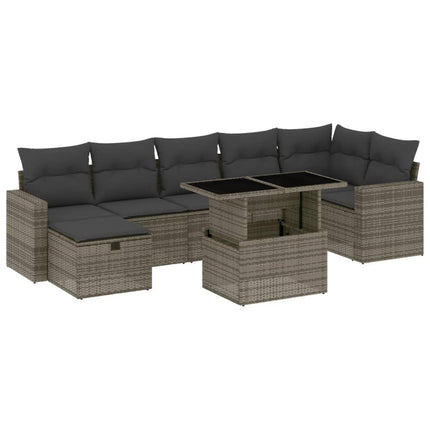 sofasæt til haven 8 dele med hynder polyrattan grå