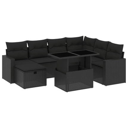 sofasæt til haven 8 dele med hynder polyrattan sort