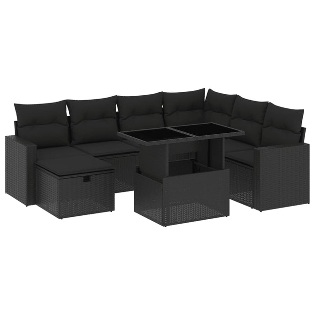 sofasæt til haven 8 dele med hynder polyrattan sort