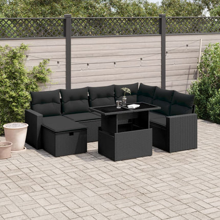 sofasæt til haven 8 dele med hynder polyrattan sort
