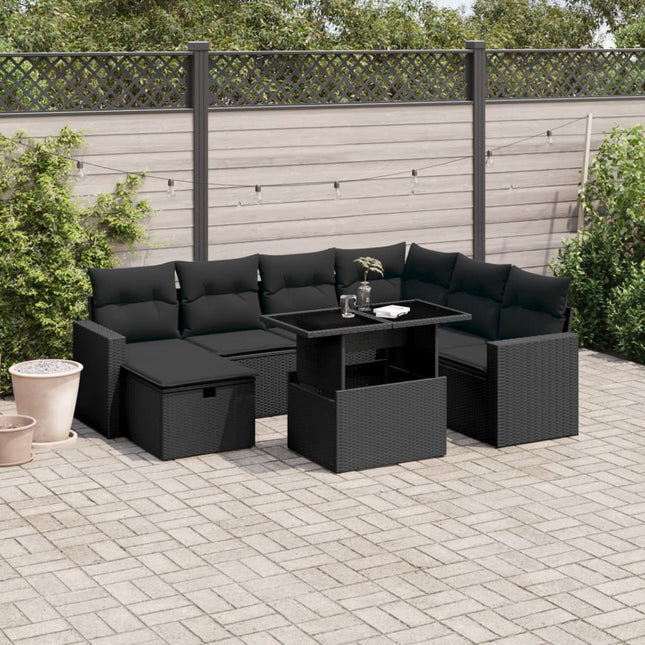 sofasæt til haven 8 dele med hynder polyrattan sort