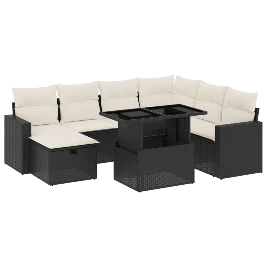 sofasæt til haven 8 dele med hynder polyrattan sort