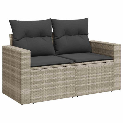 sofasæt til haven 9 dele med hynder polyrattan lysegrå