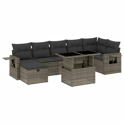 sofasæt til haven 8 dele med hynder polyrattan grå