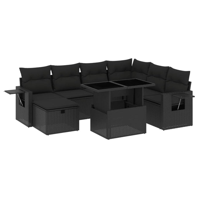 sofasæt til haven 8 dele med hynder polyrattan sort