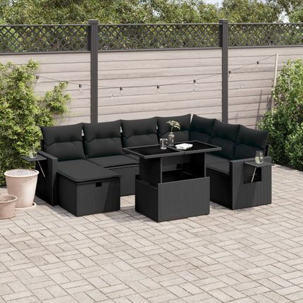 sofasæt til haven 8 dele med hynder polyrattan sort