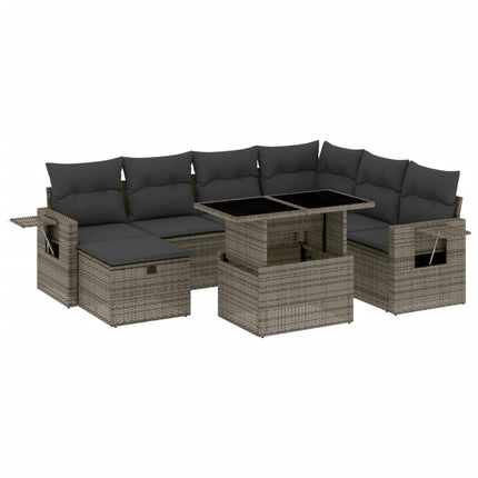 sofasæt til haven 8 dele med hynder polyrattan grå