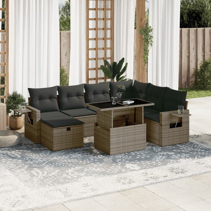 sofasæt til haven 8 dele med hynder polyrattan grå
