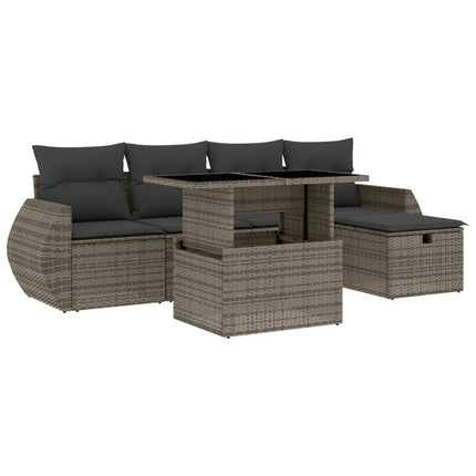 sofasæt til haven 6 dele med hynder polyrattan grå