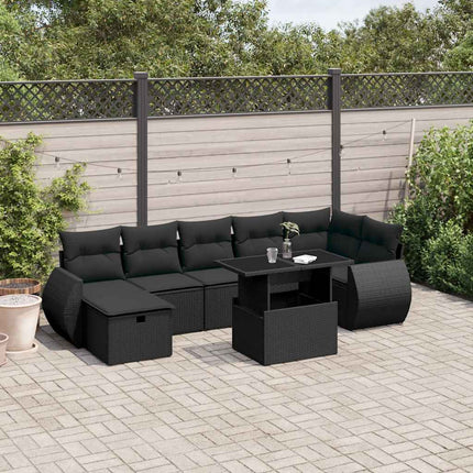 sofasæt til haven 8 dele med hynder polyrattan sort
