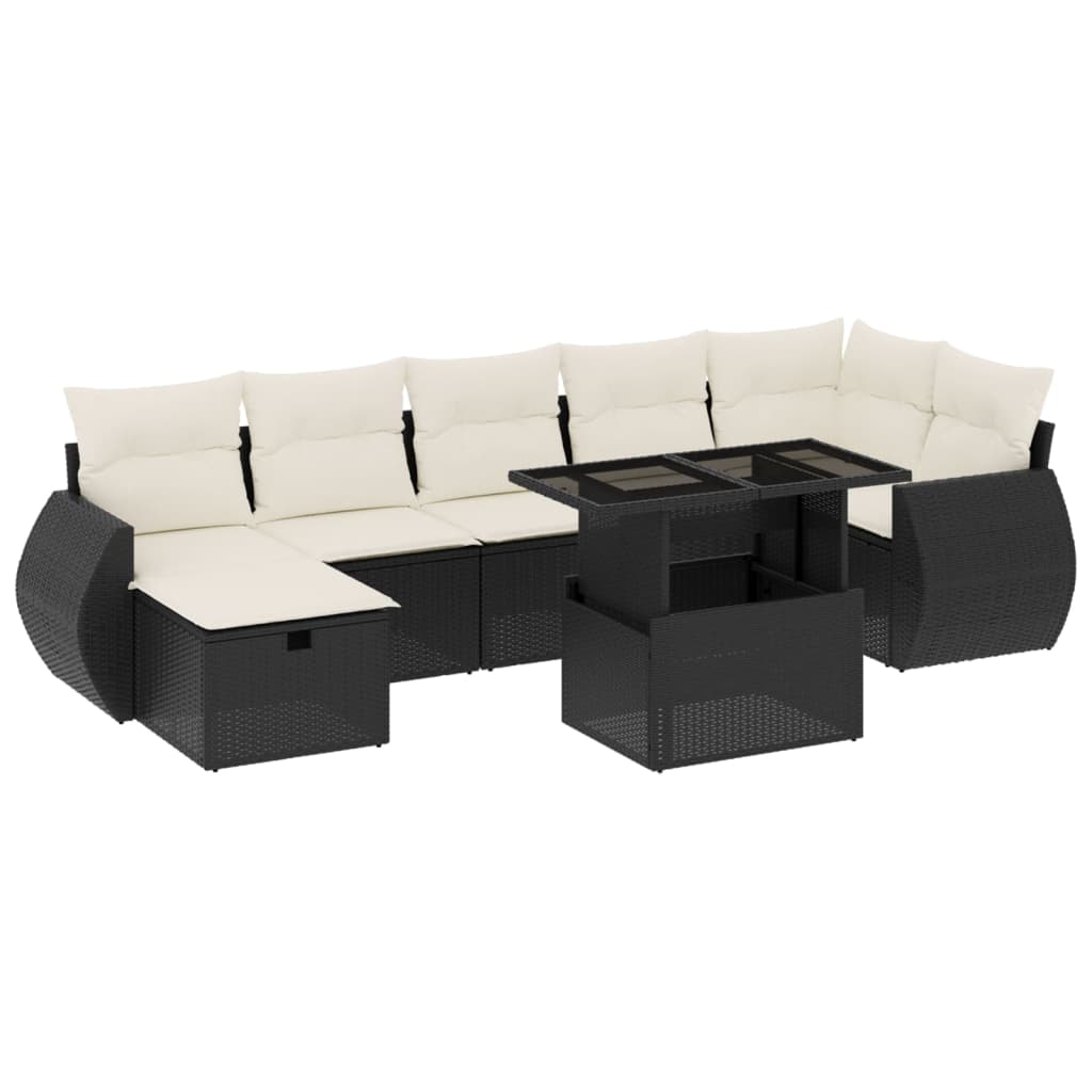 sofasæt til haven 8 dele med hynder polyrattan sort