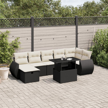 sofasæt til haven 8 dele med hynder polyrattan sort