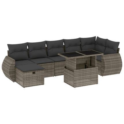 sofasæt til haven 8 dele med hynder polyrattan grå