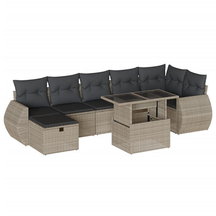 sofasæt til haven 8 dele med hynder polyrattan lysegrå