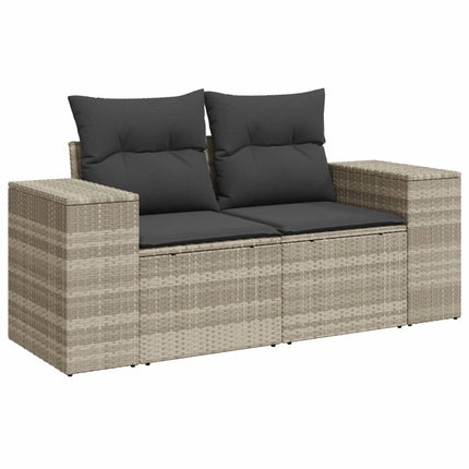 sofasæt til haven 9 dele med hynder polyrattan lysegrå
