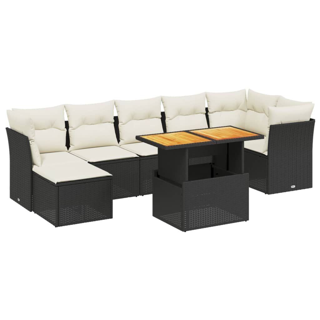 sofasæt til haven 8 dele med hynder polyrattan sort