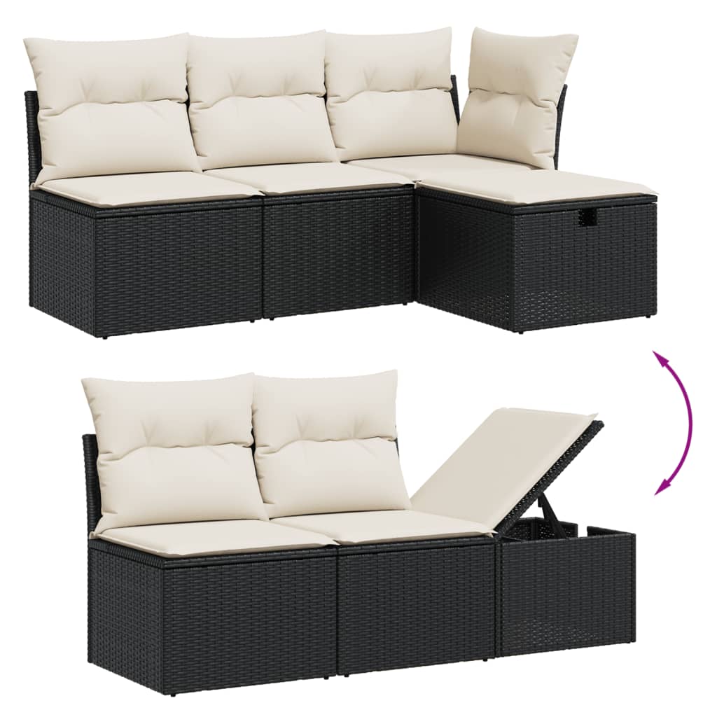 sofasæt til haven 8 dele med hynder polyrattan sort