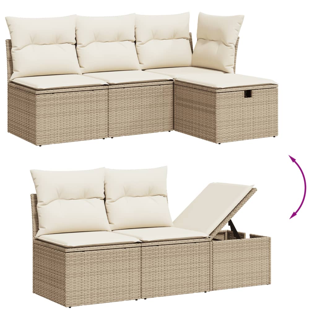 sofasæt til haven 9 dele med hynder polyrattan beige