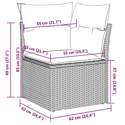 sofasæt til haven 9 dele med hynder polyrattan grå