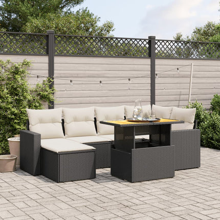 sofasæt til haven 7 dele med hynder polyrattan sort