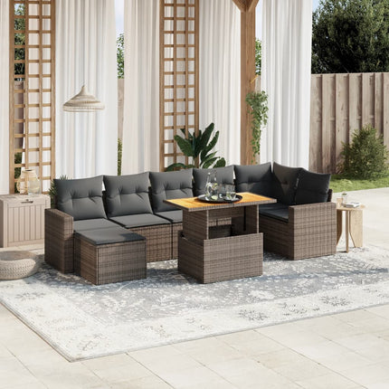 sofasæt til haven 8 dele med hynder polyrattan grå