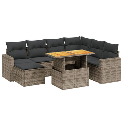 sofasæt til haven 8 dele med hynder polyrattan grå