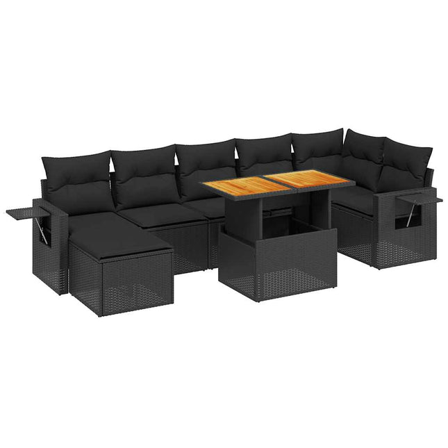 sofasæt til haven 8 dele med hynder polyrattan sort