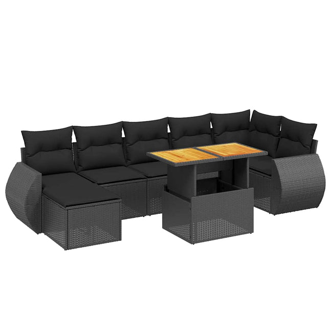 sofasæt til haven 8 dele med hynder polyrattan sort