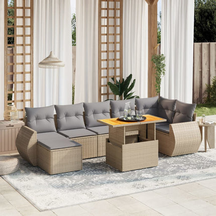 sofasæt til haven 8 dele med hynder polyrattan beige
