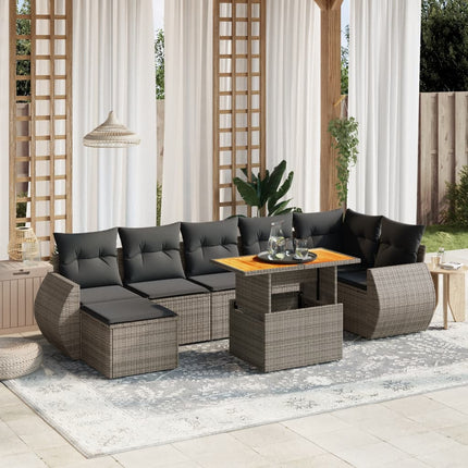 sofasæt til haven 8 dele med hynder polyrattan grå