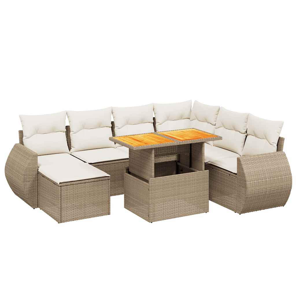 sofasæt til haven 8 dele med hynder polyrattan beige