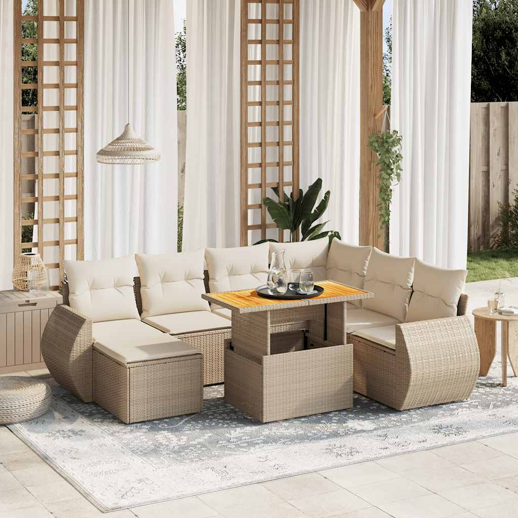 sofasæt til haven 8 dele med hynder polyrattan beige