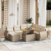 sofasæt til haven 8 dele med hynder polyrattan beige