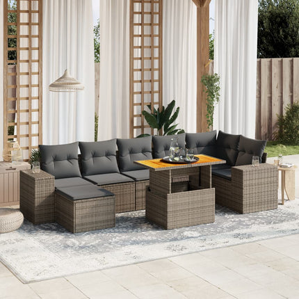 sofasæt til haven 8 dele med hynder polyrattan grå