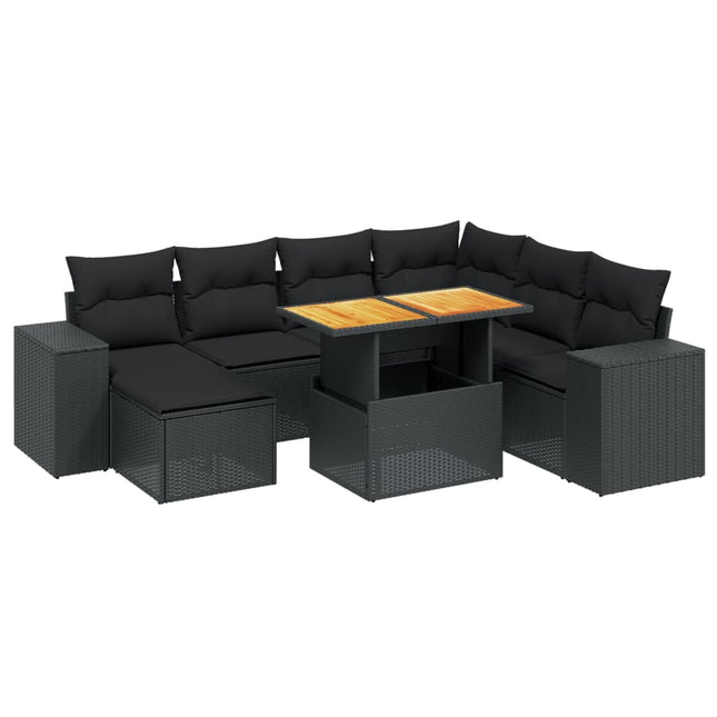 sofasæt til haven 8 dele med hynder polyrattan sort