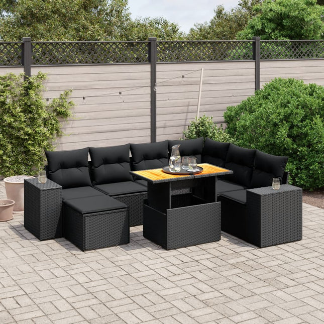 sofasæt til haven 8 dele med hynder polyrattan sort