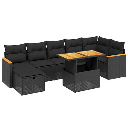 sofasæt til haven 8 dele med hynder polyrattan sort