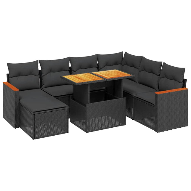 sofasæt til haven 8 dele med hynder polyrattan sort