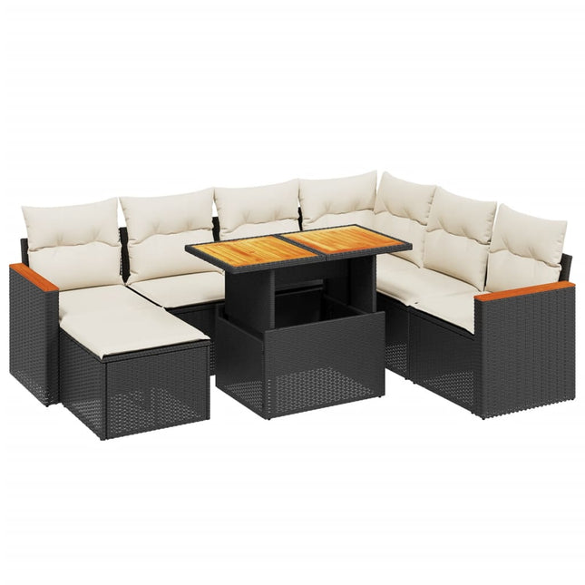 sofasæt til haven 8 dele med hynder polyrattan sort