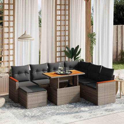 sofasæt til haven 8 dele med hynder polyrattan grå