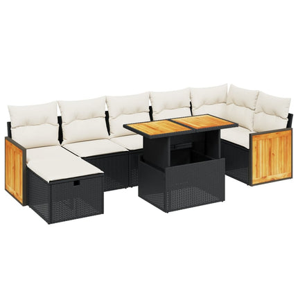 sofasæt til haven 8 dele med hynder polyrattan sort