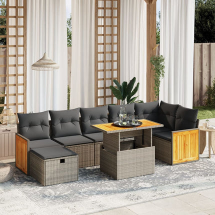 sofasæt til haven 8 dele med hynder polyrattan grå