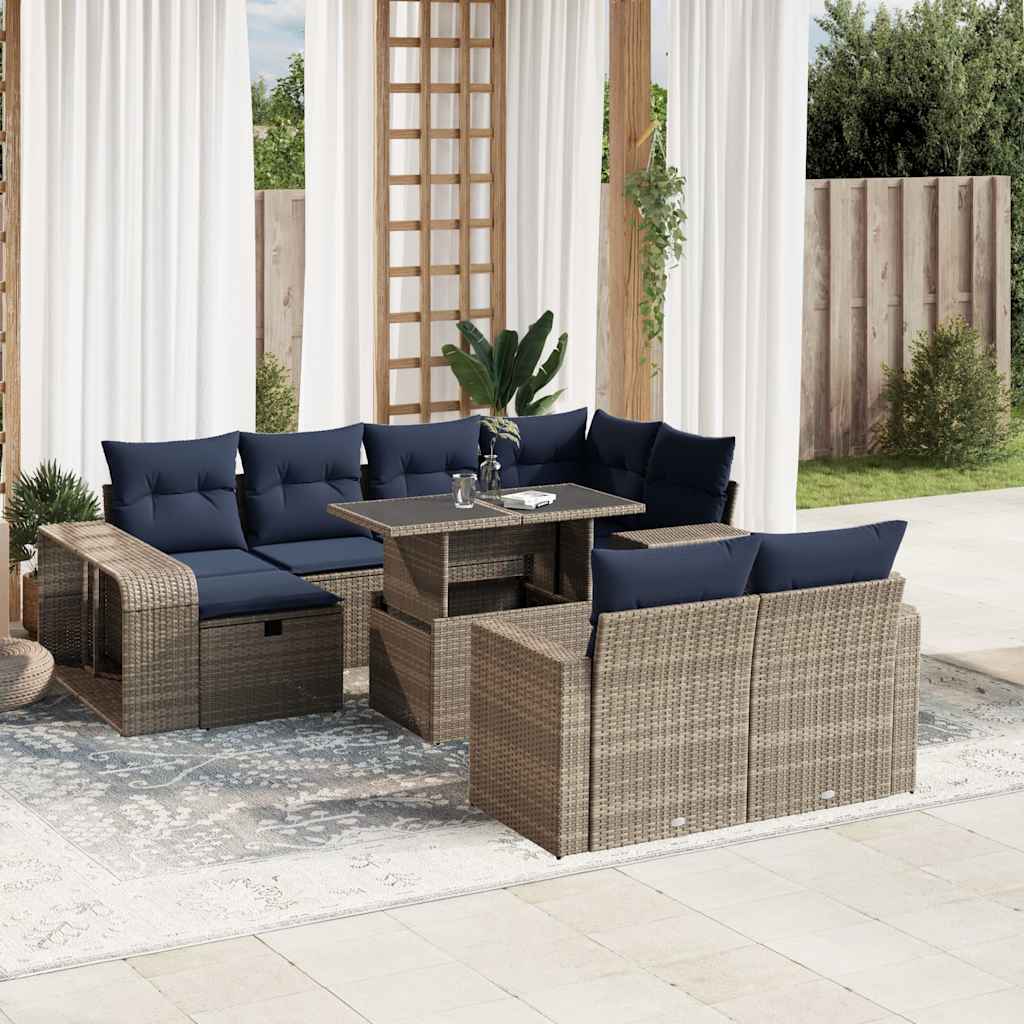 11-delt havesofast med hynder gr polyrattan