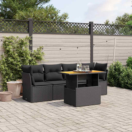 sofasæt til haven 5 dele med hynder polyrattan sort