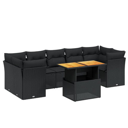 sofasæt til haven 8 dele med hynder polyrattan sort