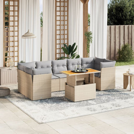 sofasæt til haven 8 dele med hynder polyrattan beige